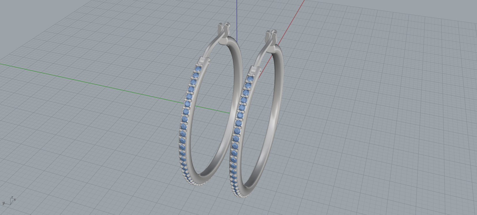 Diamond earrings 3D print model A 48 3D print model_11