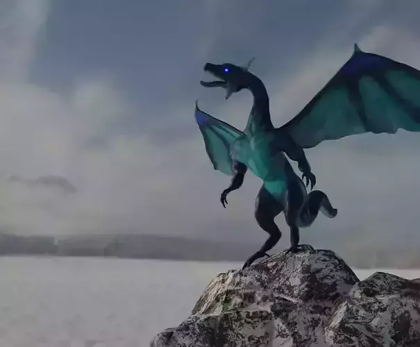Blue Dragon Low Poly  Game Ready