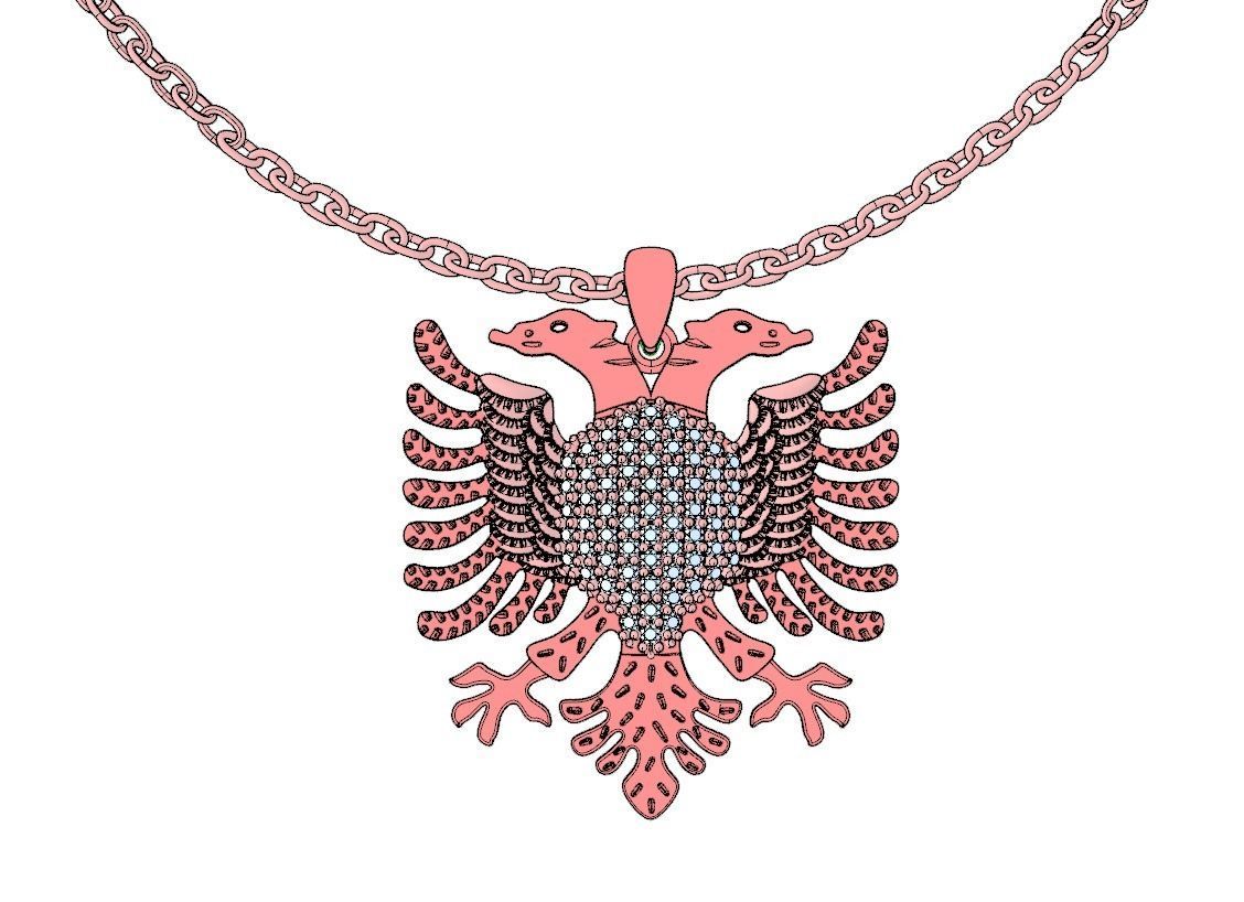 Eagle of Albania Necklace 3D print model 3D print model_4