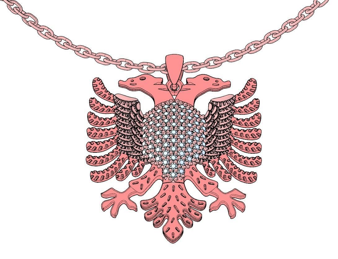 Eagle of Albania Necklace 3D print model 3D print model_5