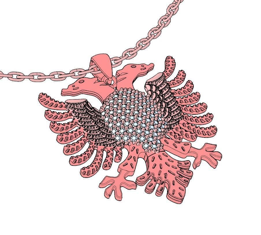 Eagle of Albania Necklace 3D print model 3D print model_6