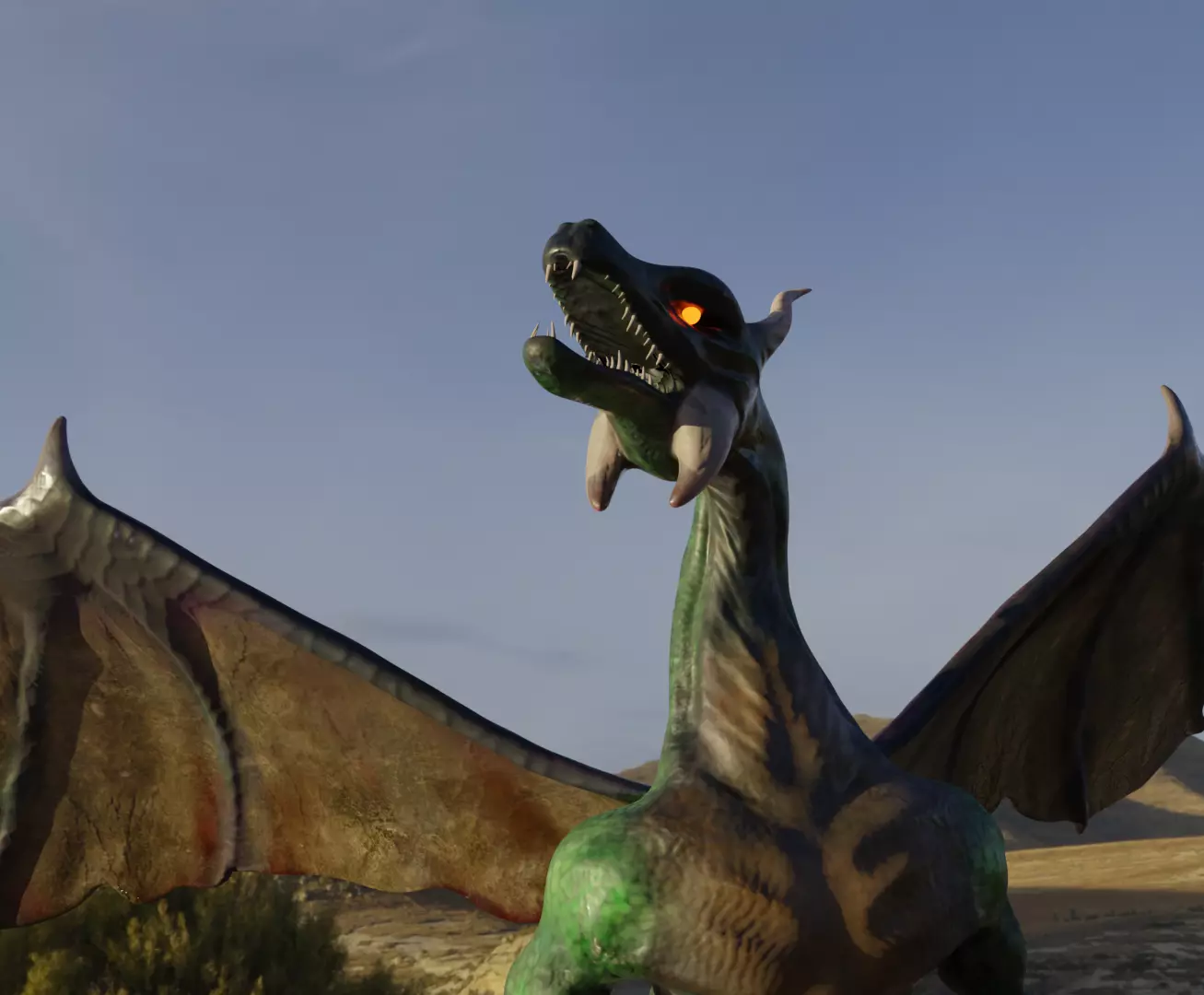 Green Dragon GAME READY Low poly Low-poly 3D model_0