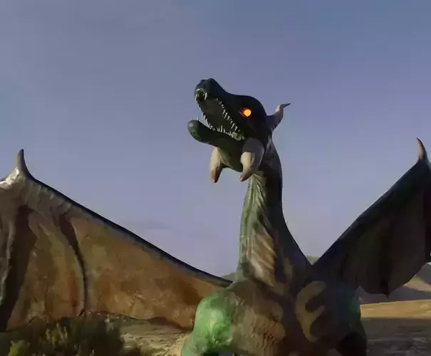 Green Dragon GAME READY Low poly