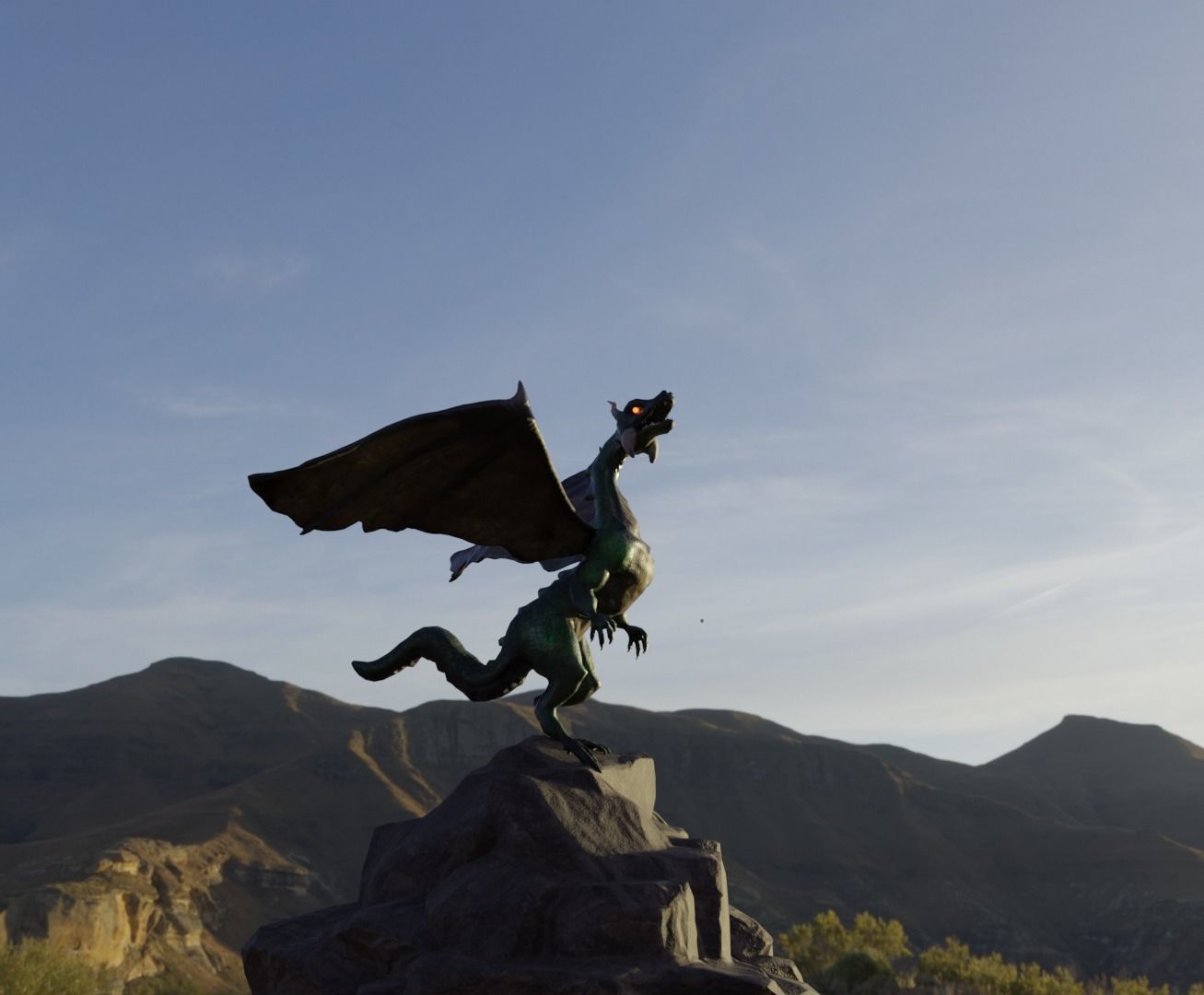 Green Dragon GAME READY Low poly Low-poly 3D model_1