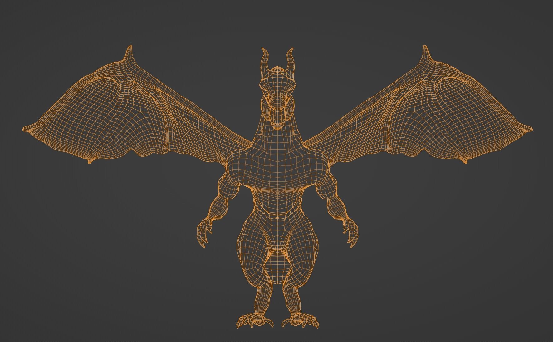 Black Red DRAGON lowpoly GAME READY Low-poly 3D model_6