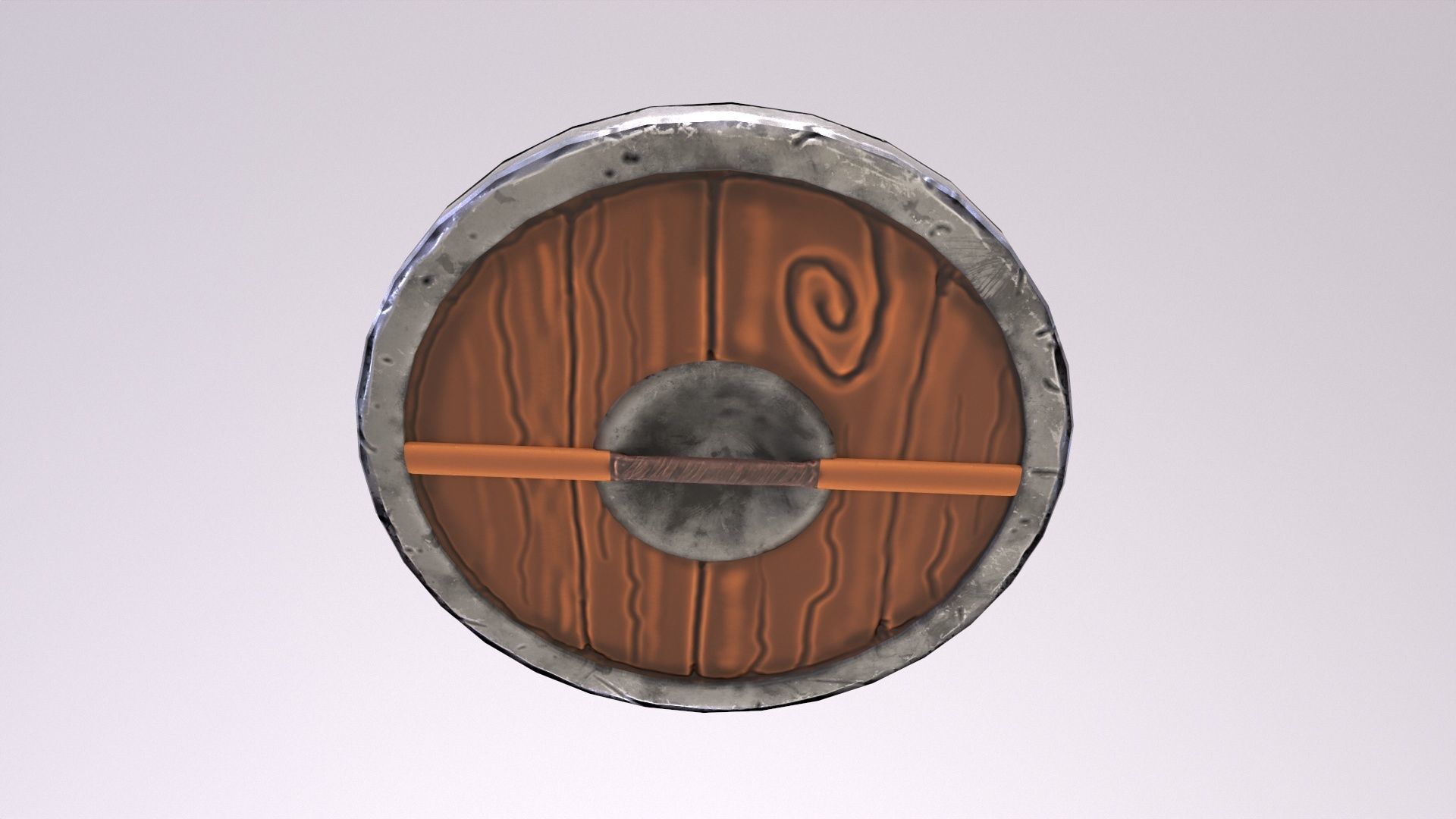 Round wooden shield stylized cartoon PBR game asset  Low-poly 3D model_11