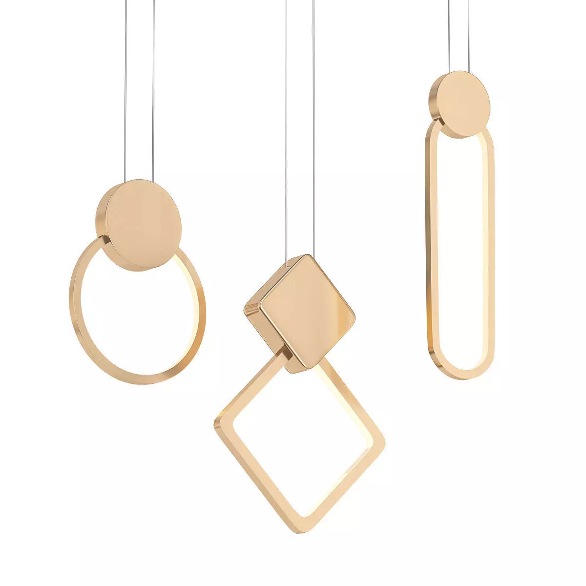 MITCH three gold pendant lights hanging 3D model