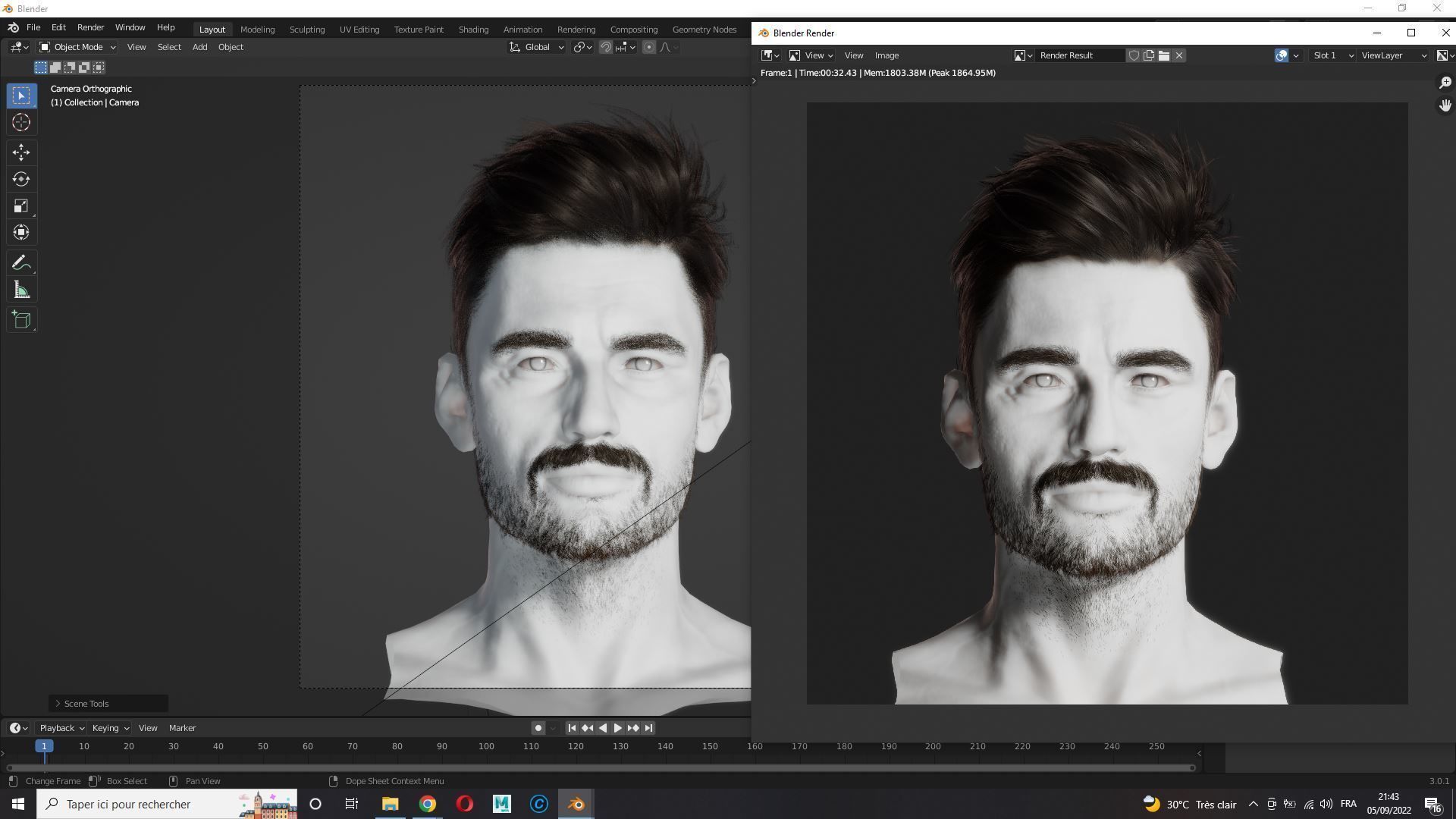 Realtime hair man low poly Hairstyle Game Ready Low-poly 3D model_16
