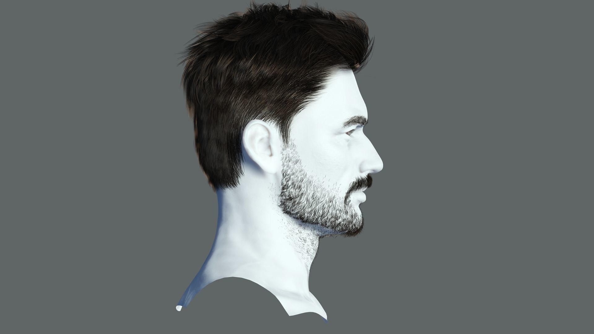 Realtime hair man low poly Hairstyle Game Ready Low-poly 3D model_8