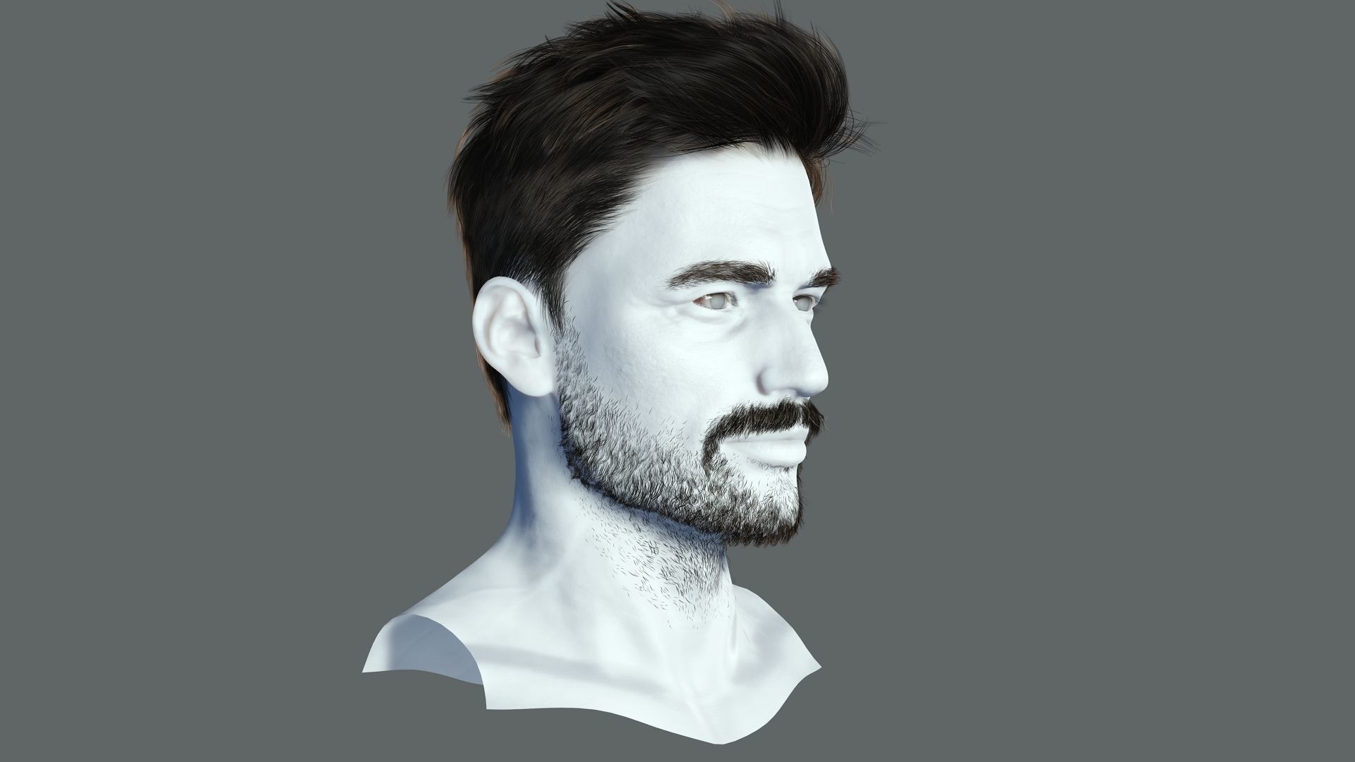 Realtime hair man low poly Hairstyle Game Ready Low-poly 3D model_9