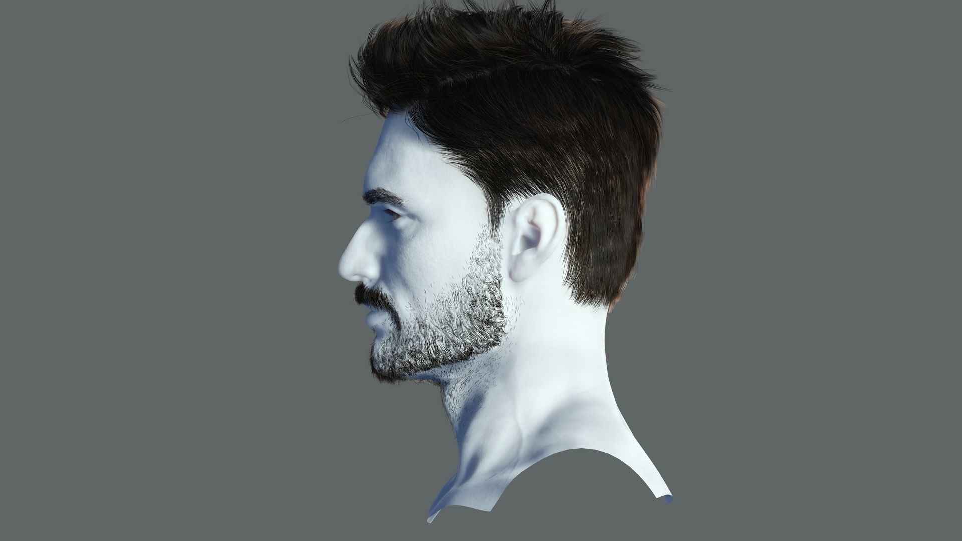 Realtime hair man low poly Hairstyle Game Ready Low-poly 3D model_4