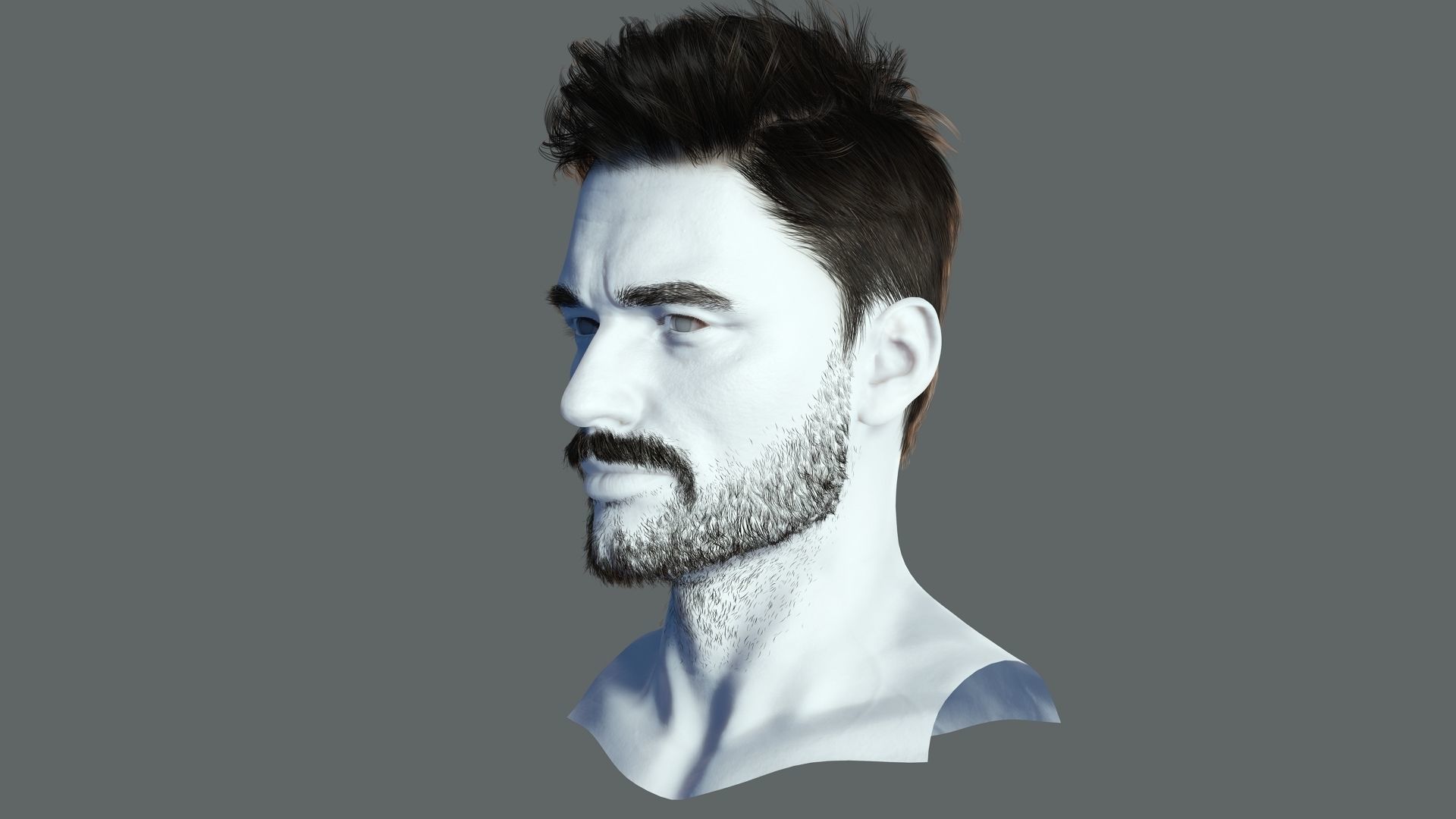 Realtime hair man low poly Hairstyle Game Ready Low-poly 3D model_3