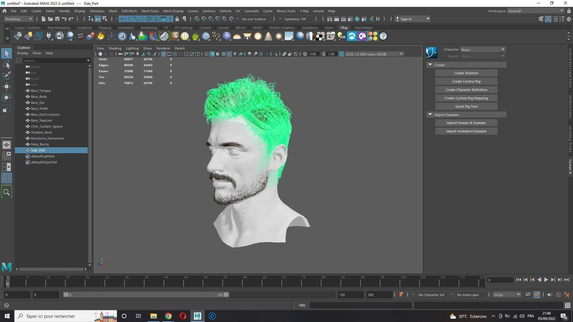 Realtime hair man low poly Hairstyle Game Ready Low-poly 3D model_15