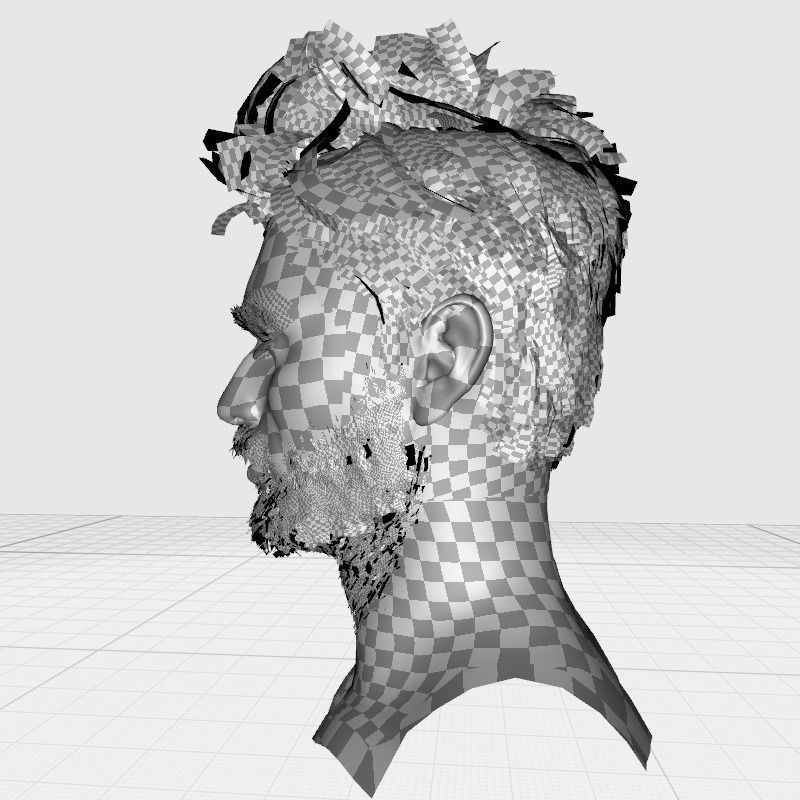 Realtime hair man low poly Hairstyle Game Ready Low-poly 3D model_20