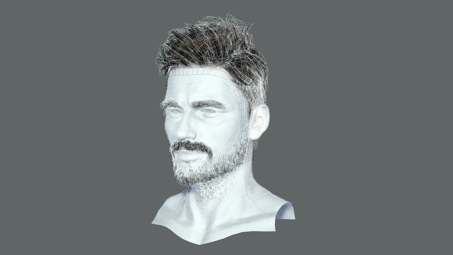 Realtime hair man low poly Hairstyle Game Ready Low-poly 3D model_19