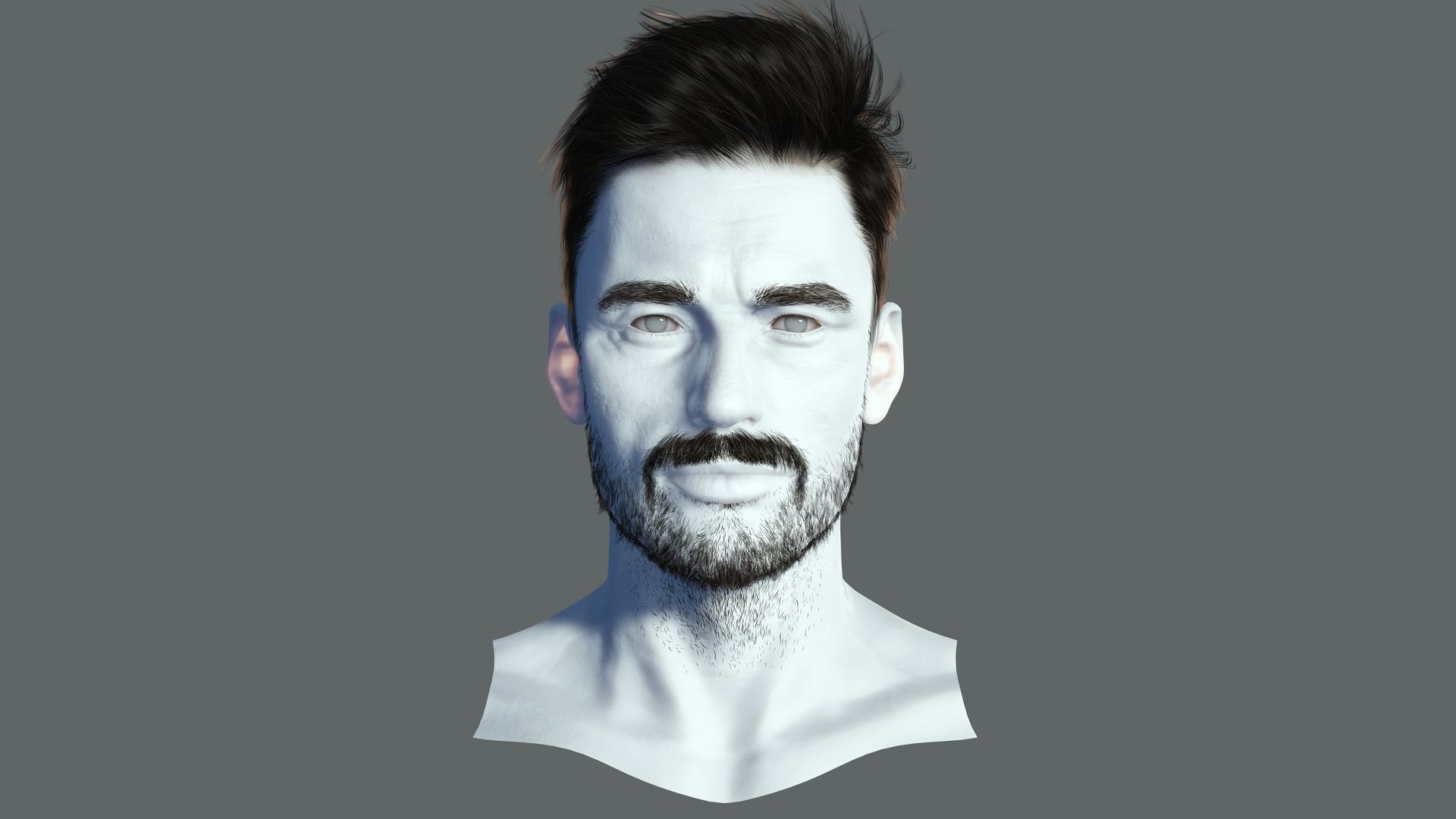 Realtime hair man low poly Hairstyle Game Ready Low-poly 3D model_2