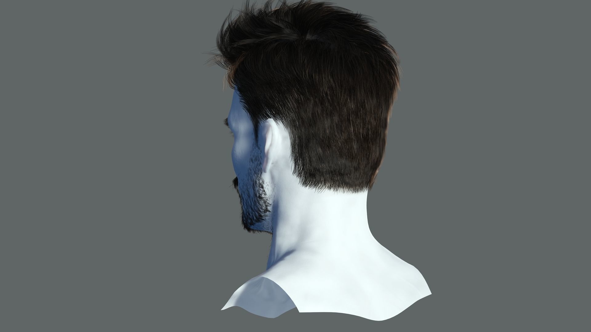 Realtime hair man low poly Hairstyle Game Ready Low-poly 3D model_5