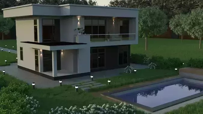 Hi tech house 3D model
