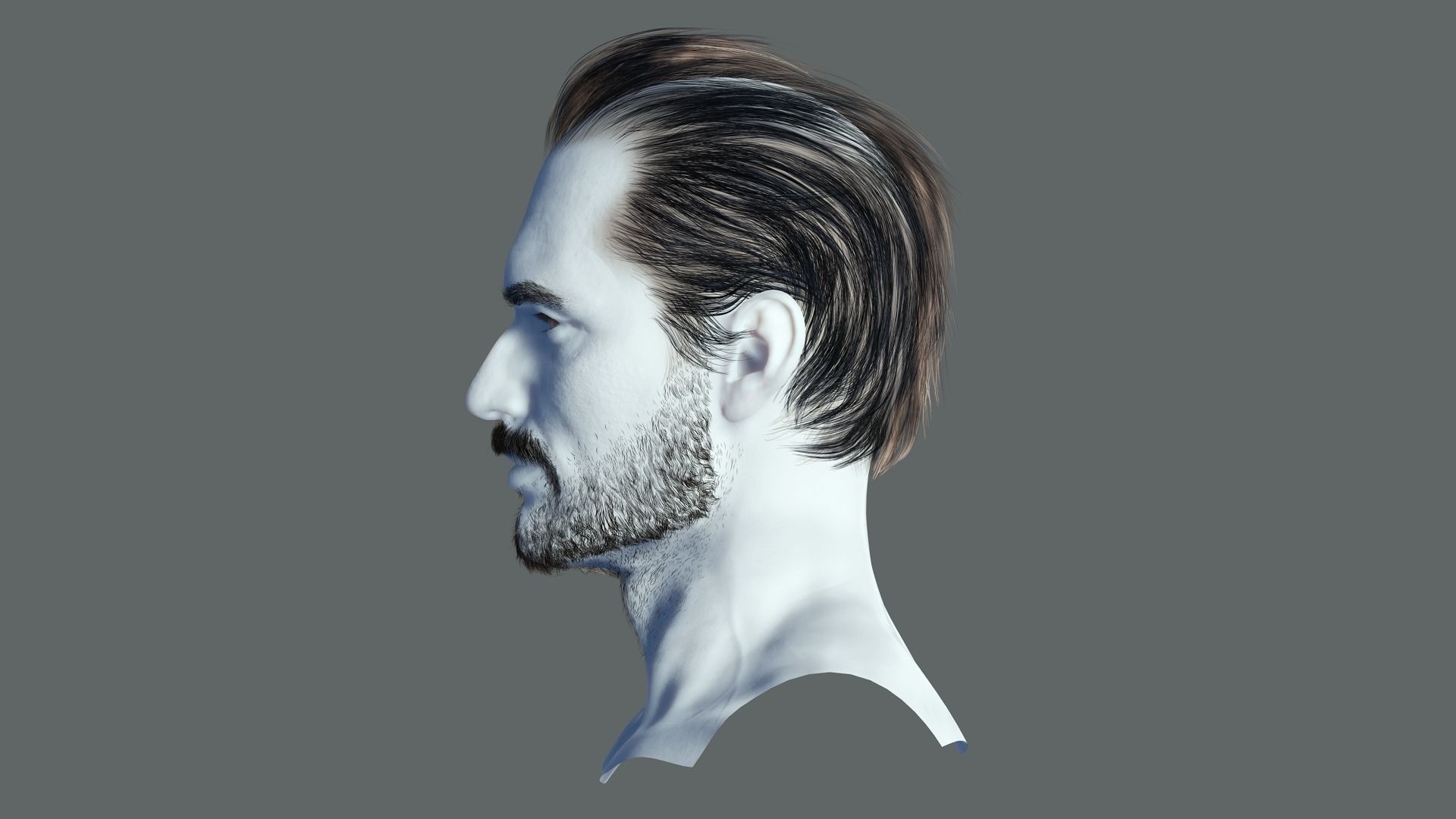 Realtime hair Old Man low poly Hairstyle Game Ready Low-poly 3D model_4