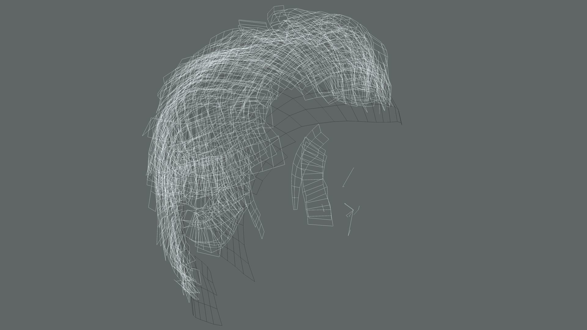 Realtime hair Old Man low poly Hairstyle Game Ready Low-poly 3D model_19