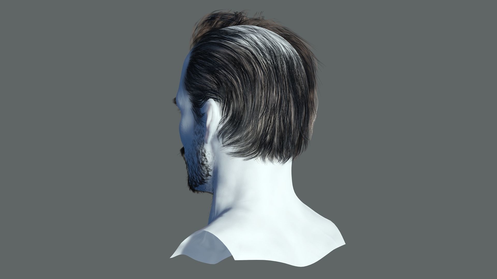 Realtime hair Old Man low poly Hairstyle Game Ready Low-poly 3D model_5