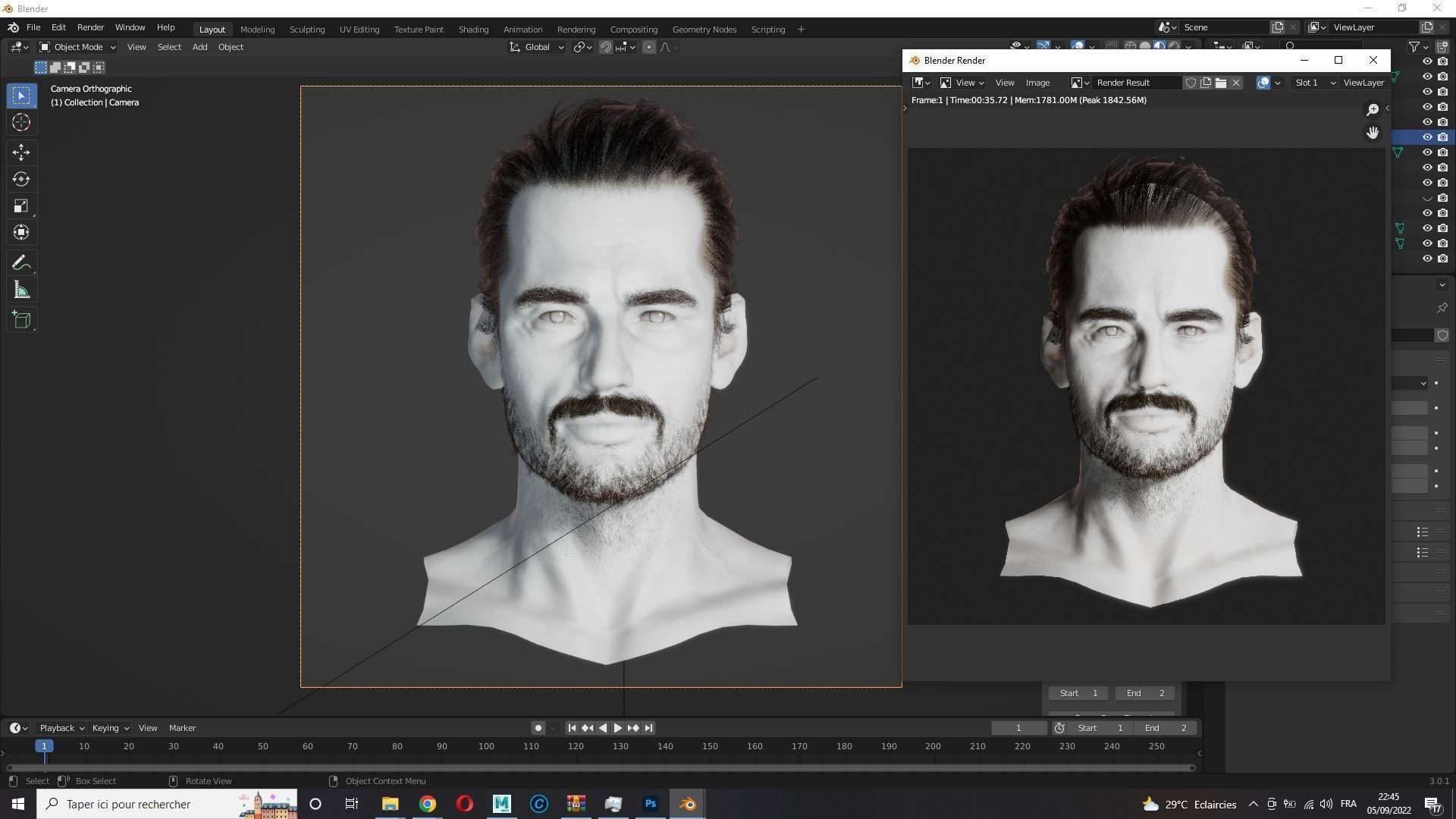 Realtime hair Old Man low poly Hairstyle Game Ready Low-poly 3D model_11