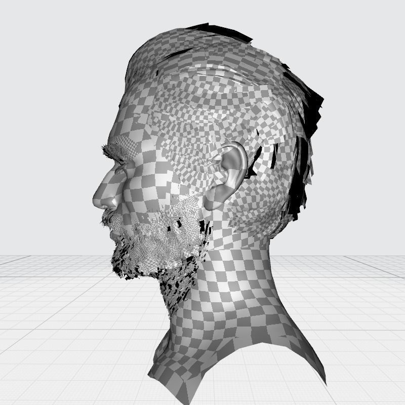 Realtime hair Old Man low poly Hairstyle Game Ready Low-poly 3D model_18