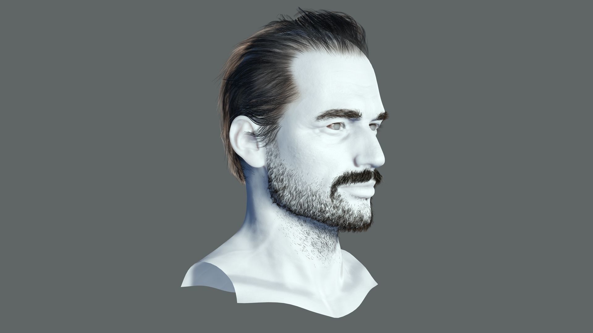 Realtime hair Old Man low poly Hairstyle Game Ready Low-poly 3D model_8