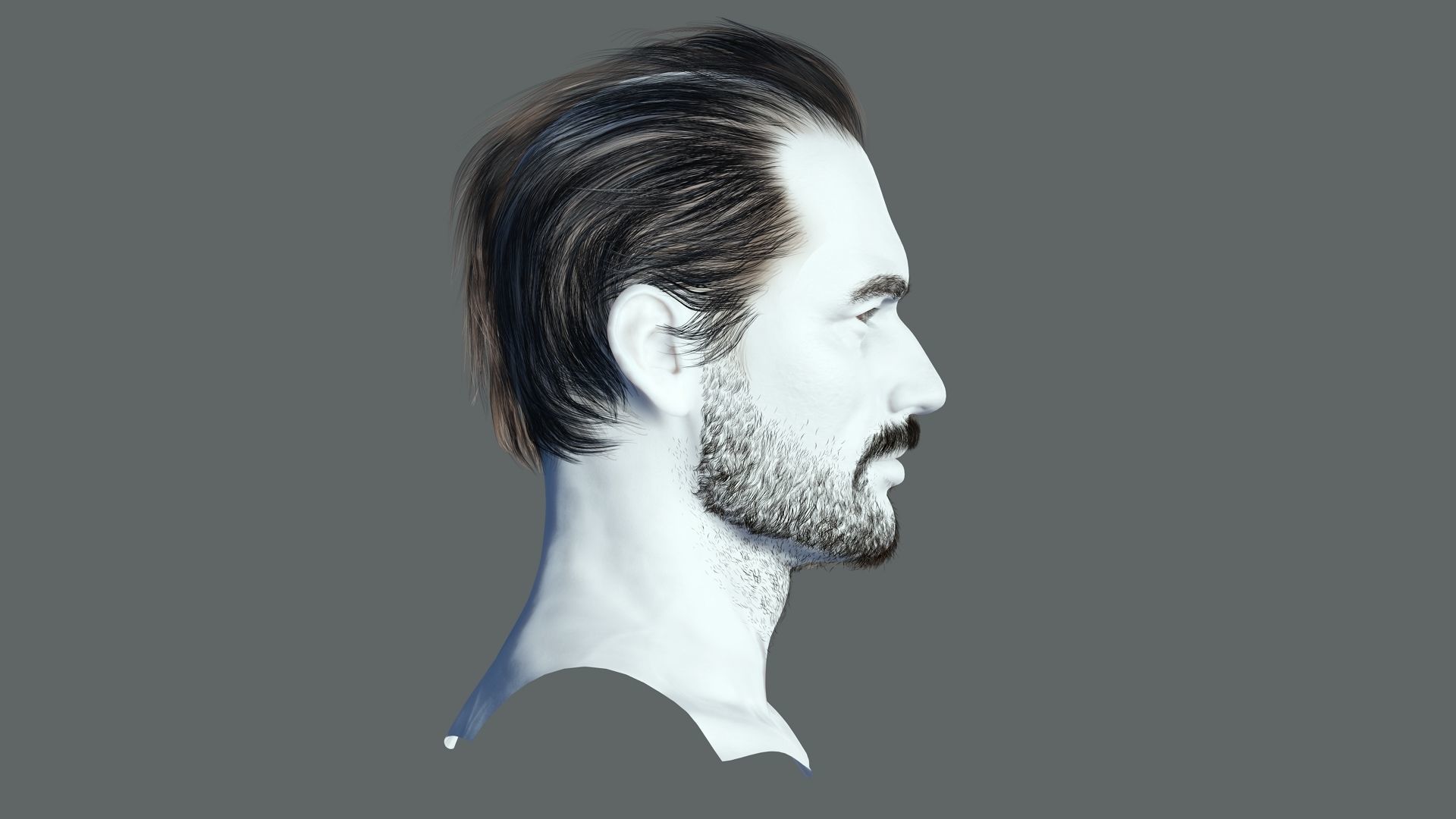 Realtime hair Old Man low poly Hairstyle Game Ready Low-poly 3D model_7