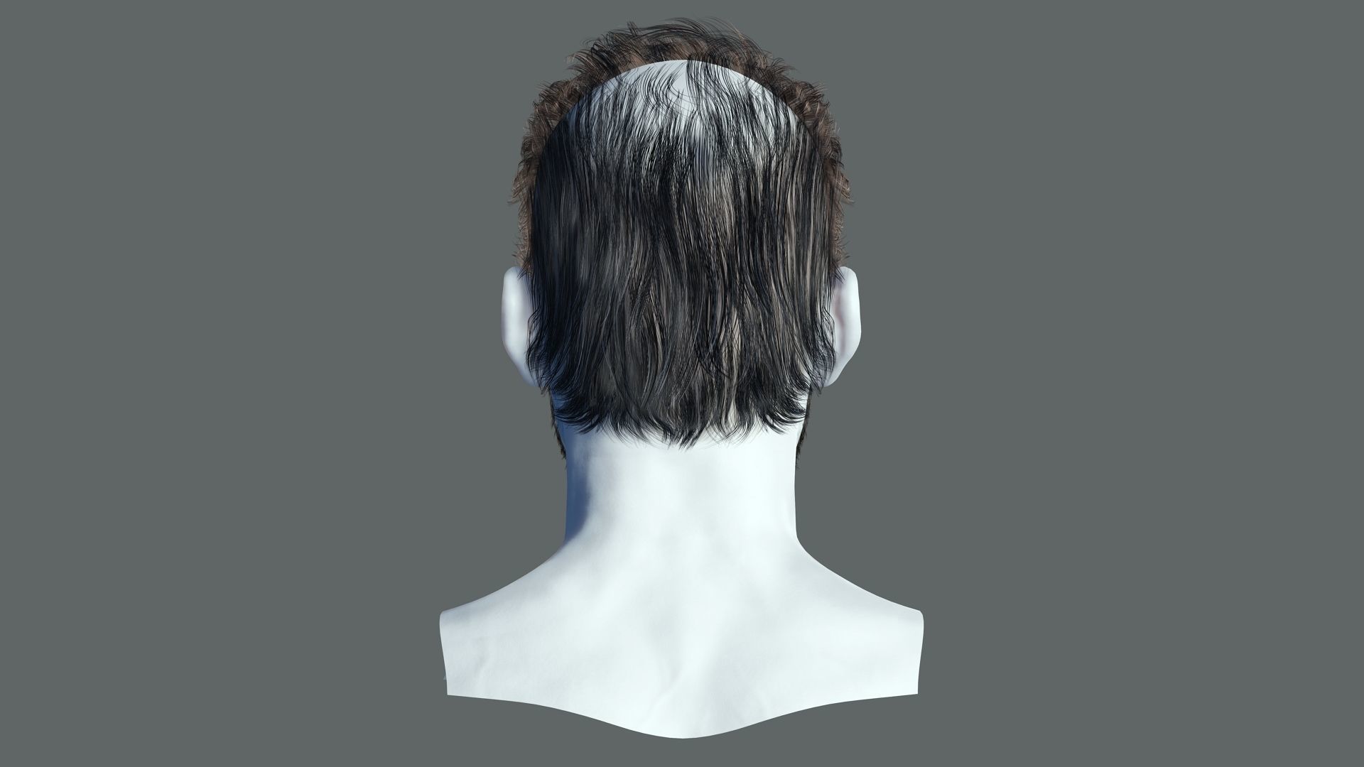 Realtime hair Old Man low poly Hairstyle Game Ready Low-poly 3D model_13