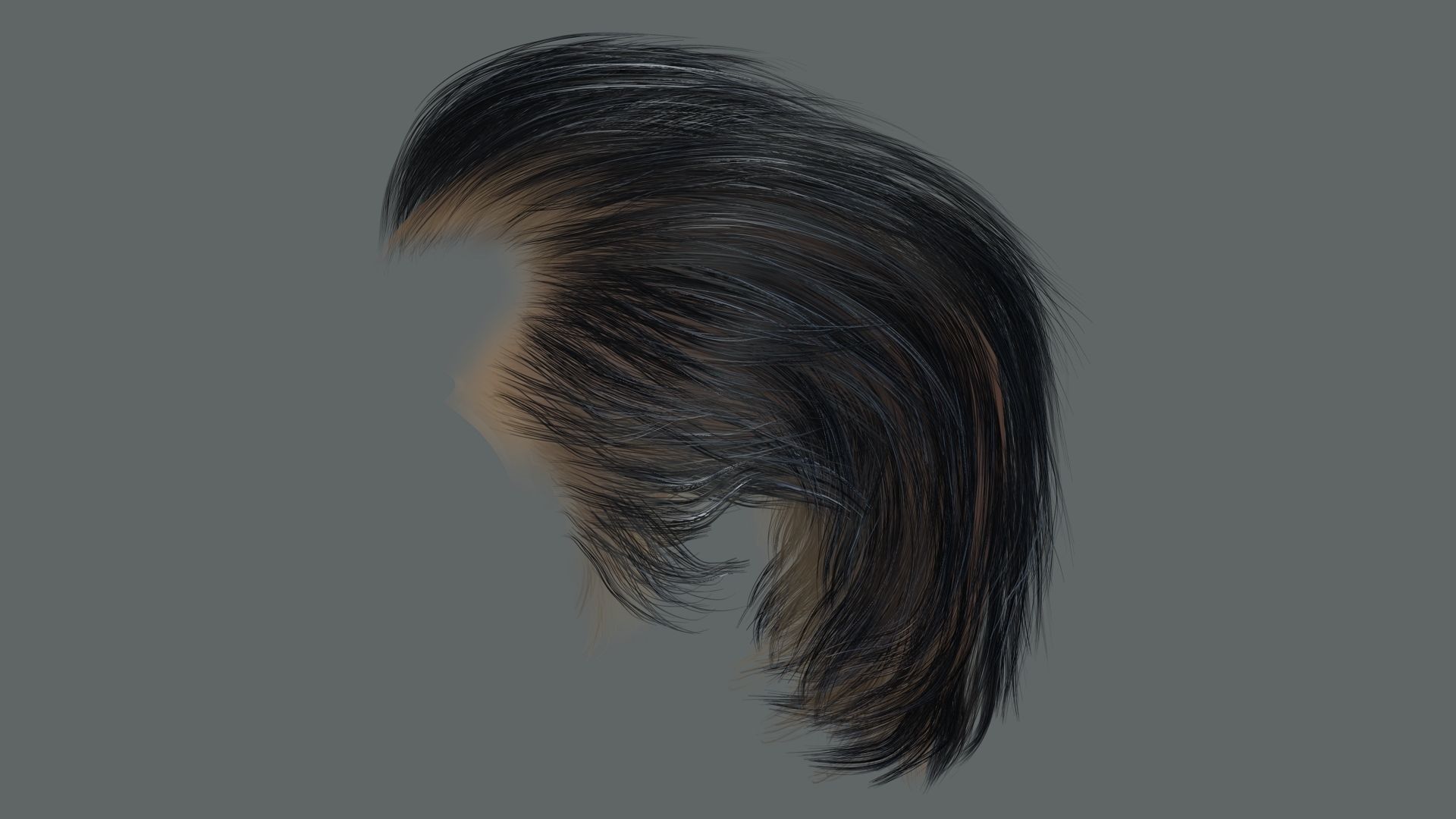Realtime hair Old Man low poly Hairstyle Game Ready Low-poly 3D model_9