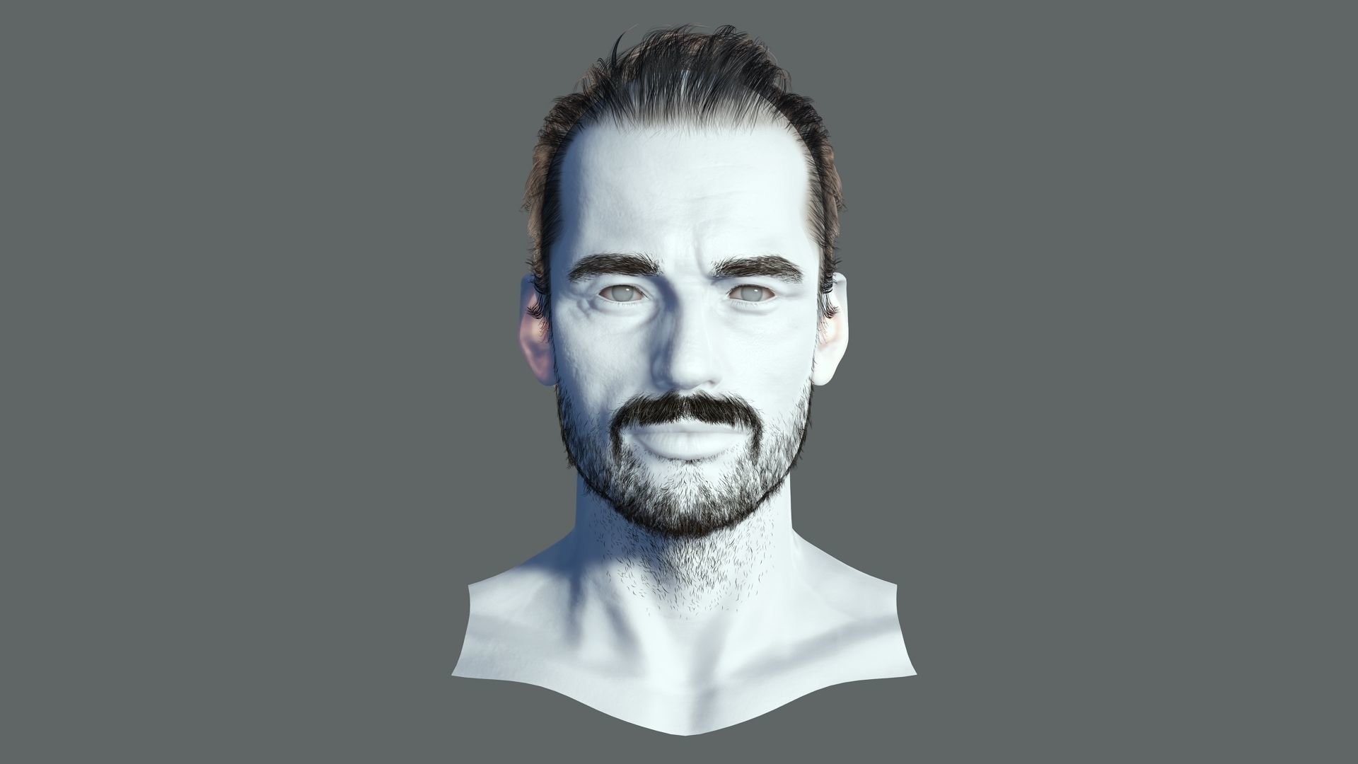 Realtime hair Old Man low poly Hairstyle Game Ready Low-poly 3D model_2