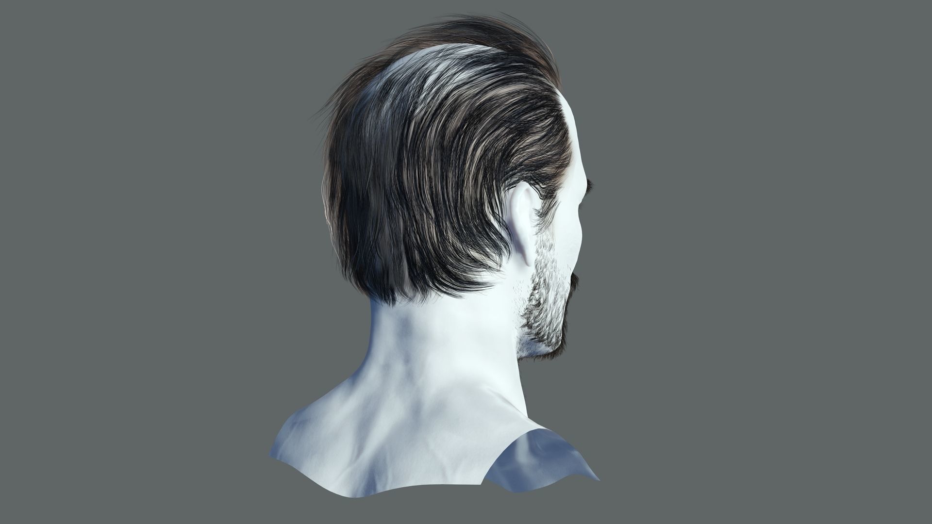 Realtime hair Old Man low poly Hairstyle Game Ready Low-poly 3D model_6