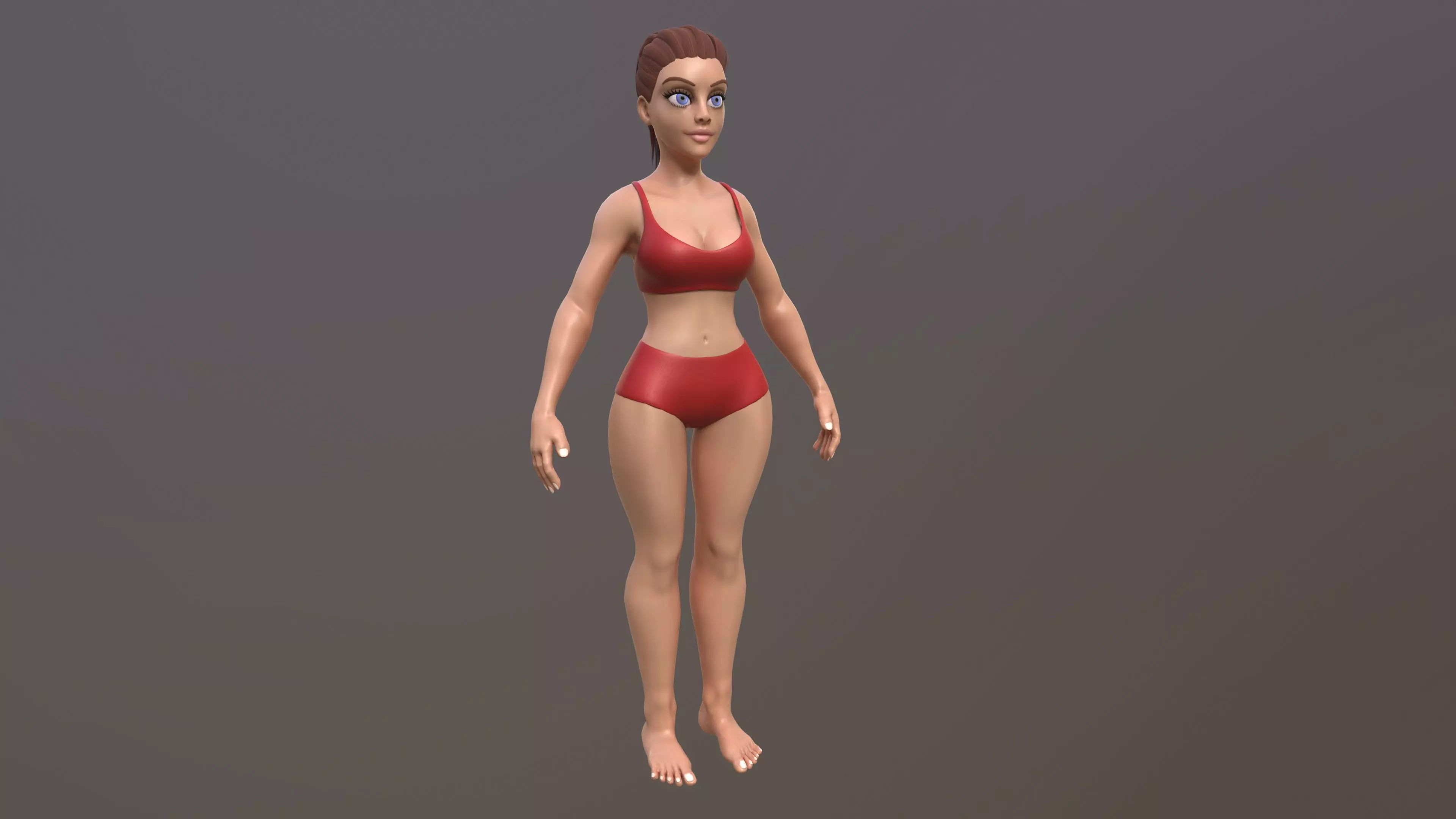Stylized Female base mesh 3D model_0
