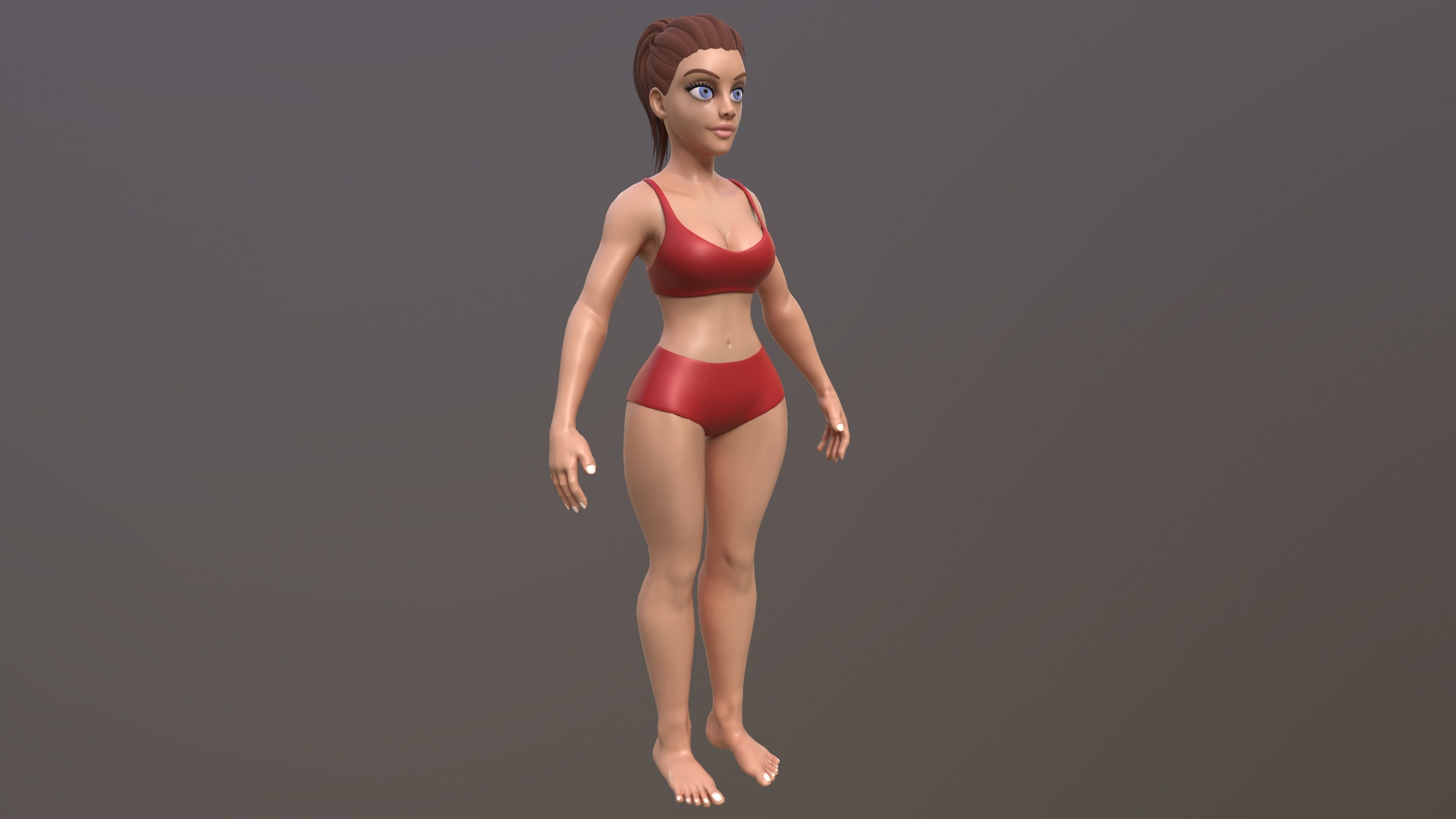 Stylized Female base mesh 3D model_5