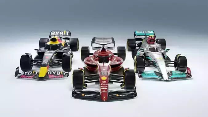 Formula 1 Collection Ferrari RedBull Mercedes 2022 Low-poly 3D model