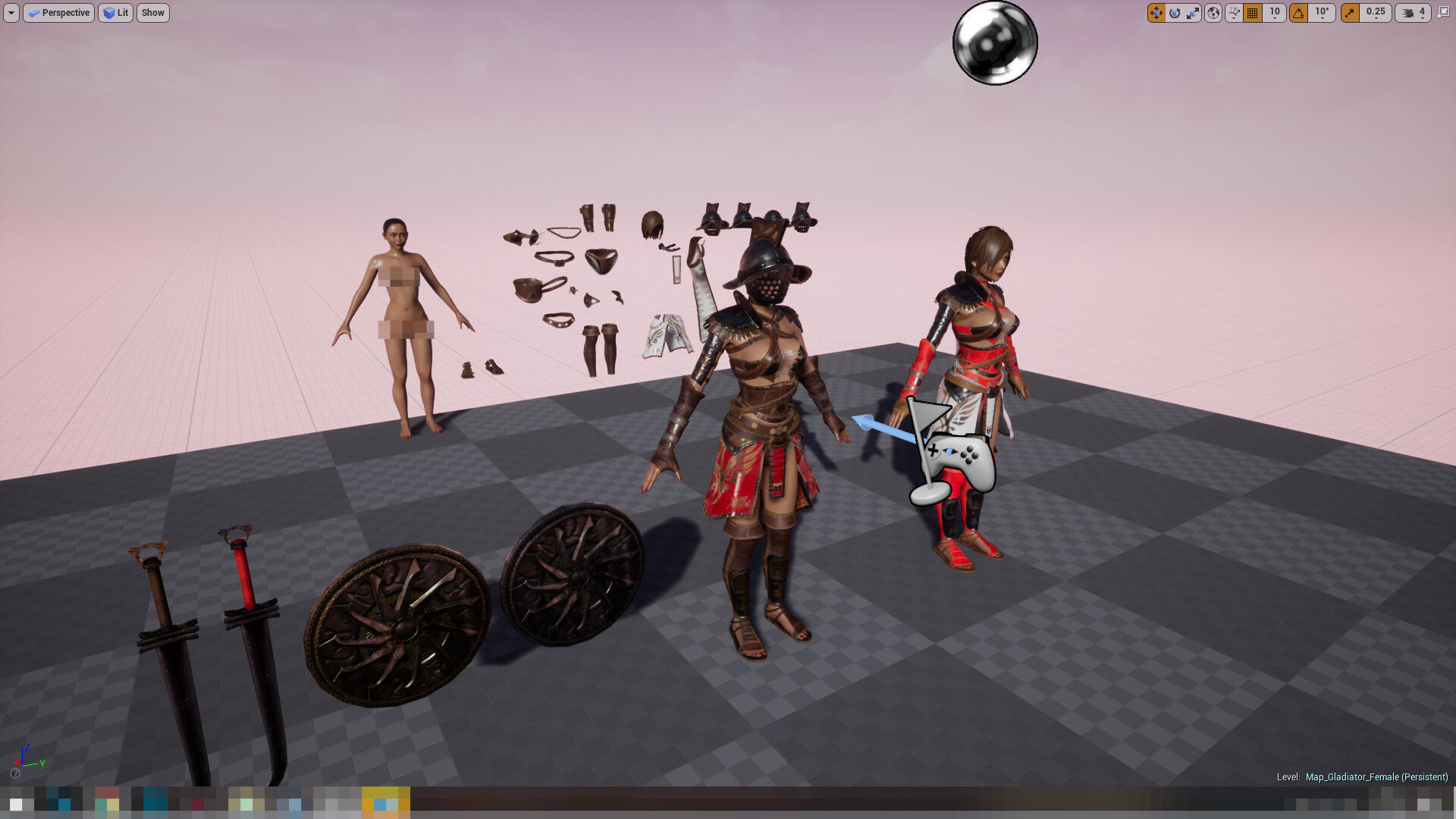 Gladiator Female Low-poly 3D model_15