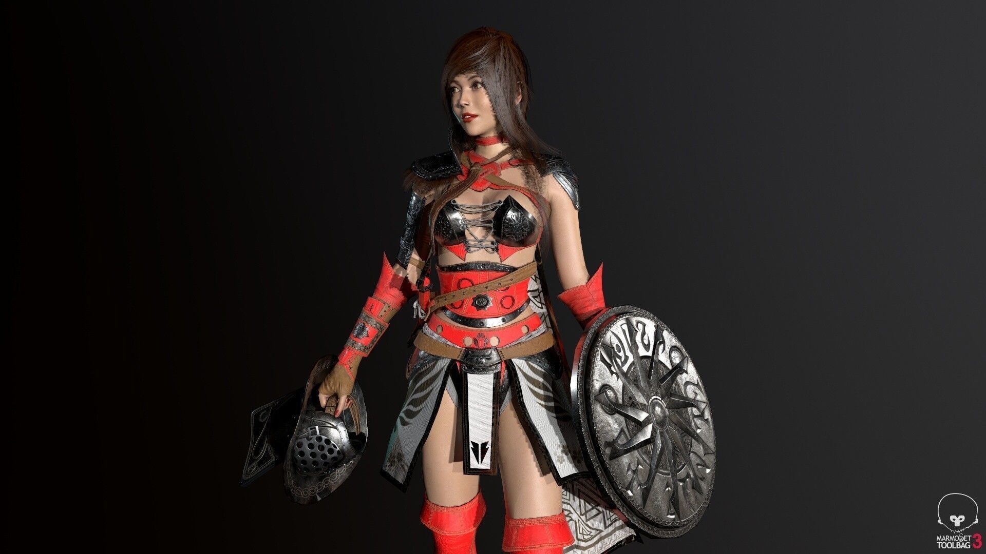 Gladiator Female Low-poly 3D model_23