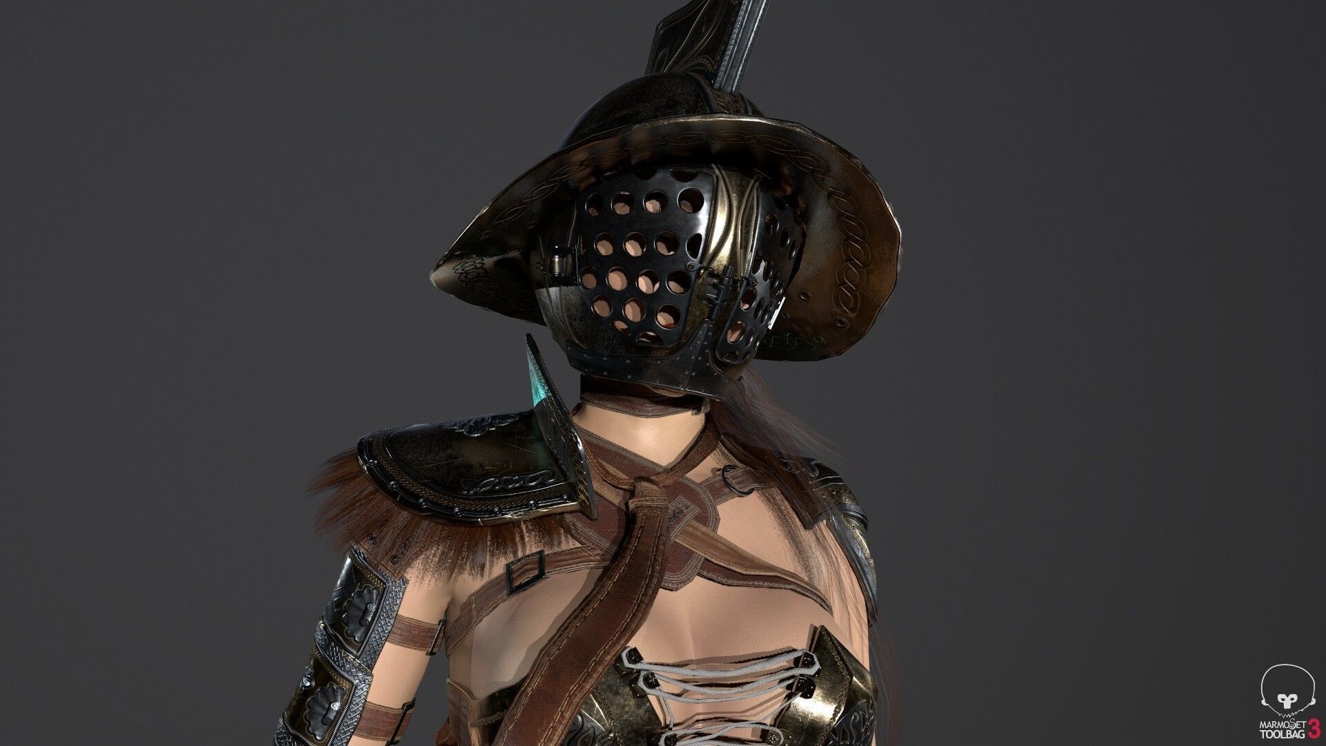 Gladiator Female Low-poly 3D model_7