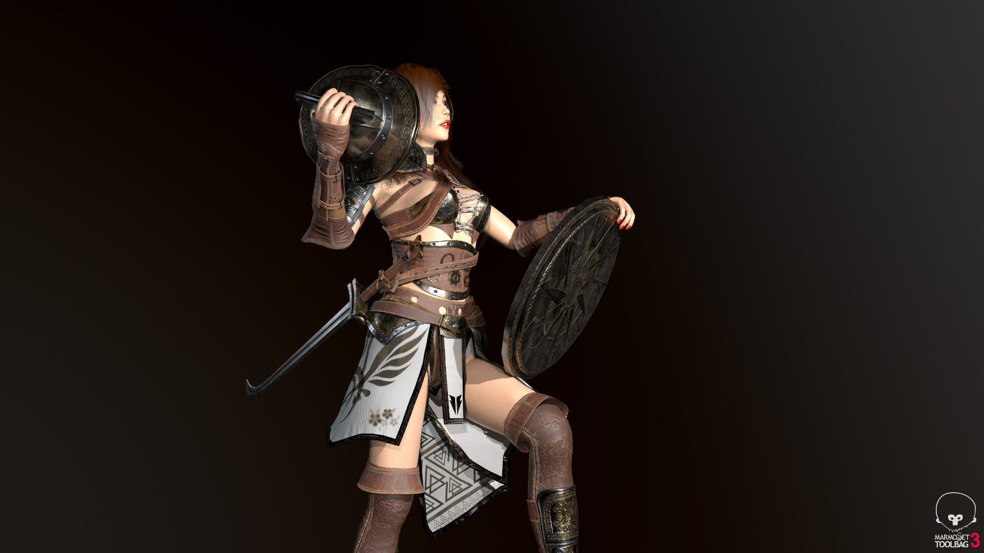 Gladiator Female Low-poly 3D model_30