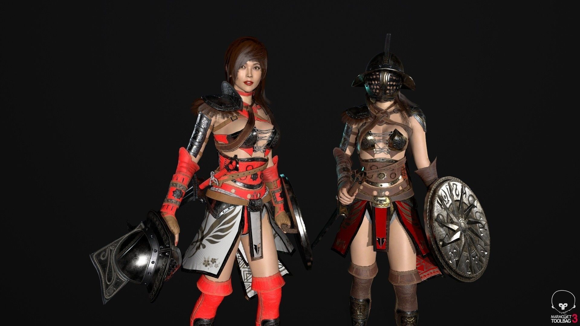 Gladiator Female Low-poly 3D model_9