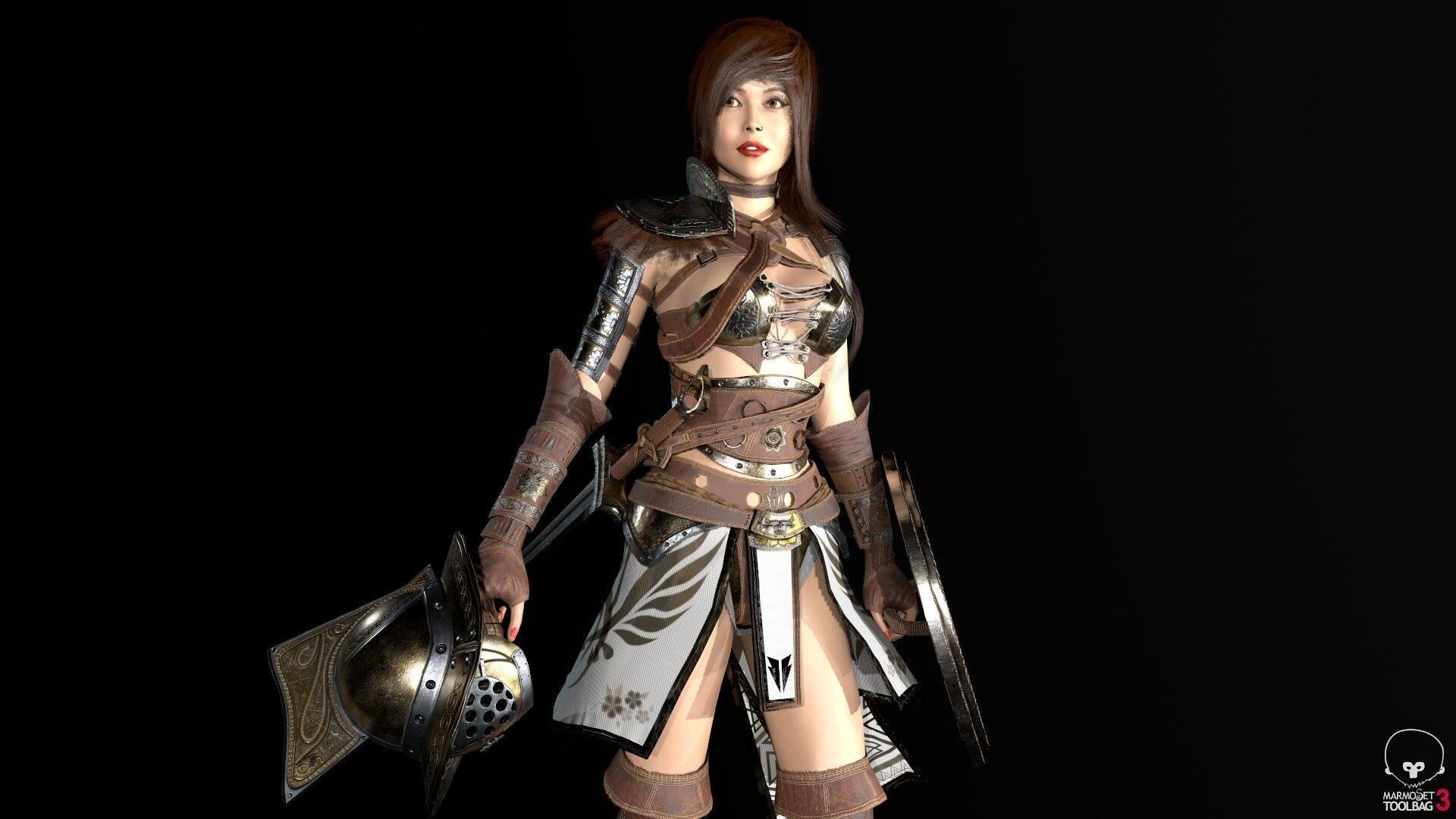 Gladiator Female Low-poly 3D model_33