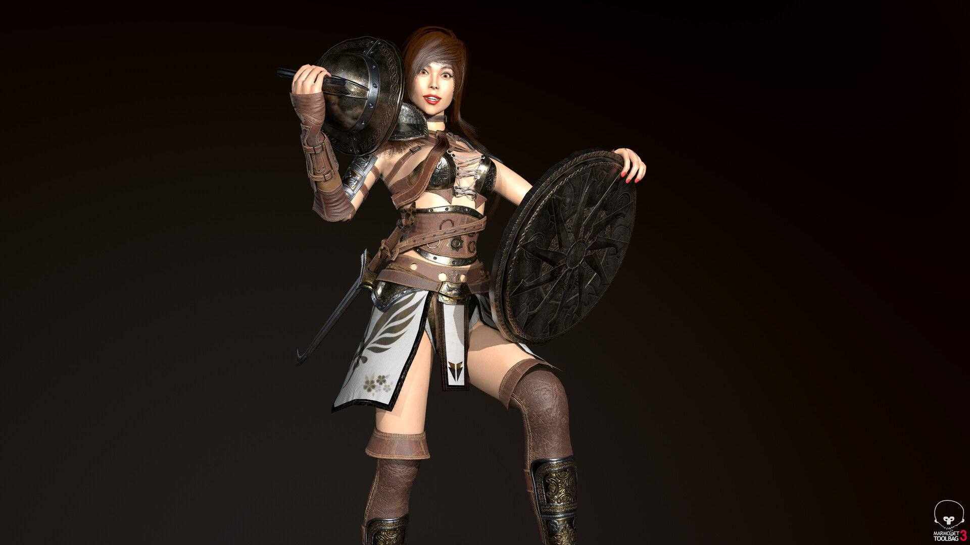 Gladiator Female Low-poly 3D model_28