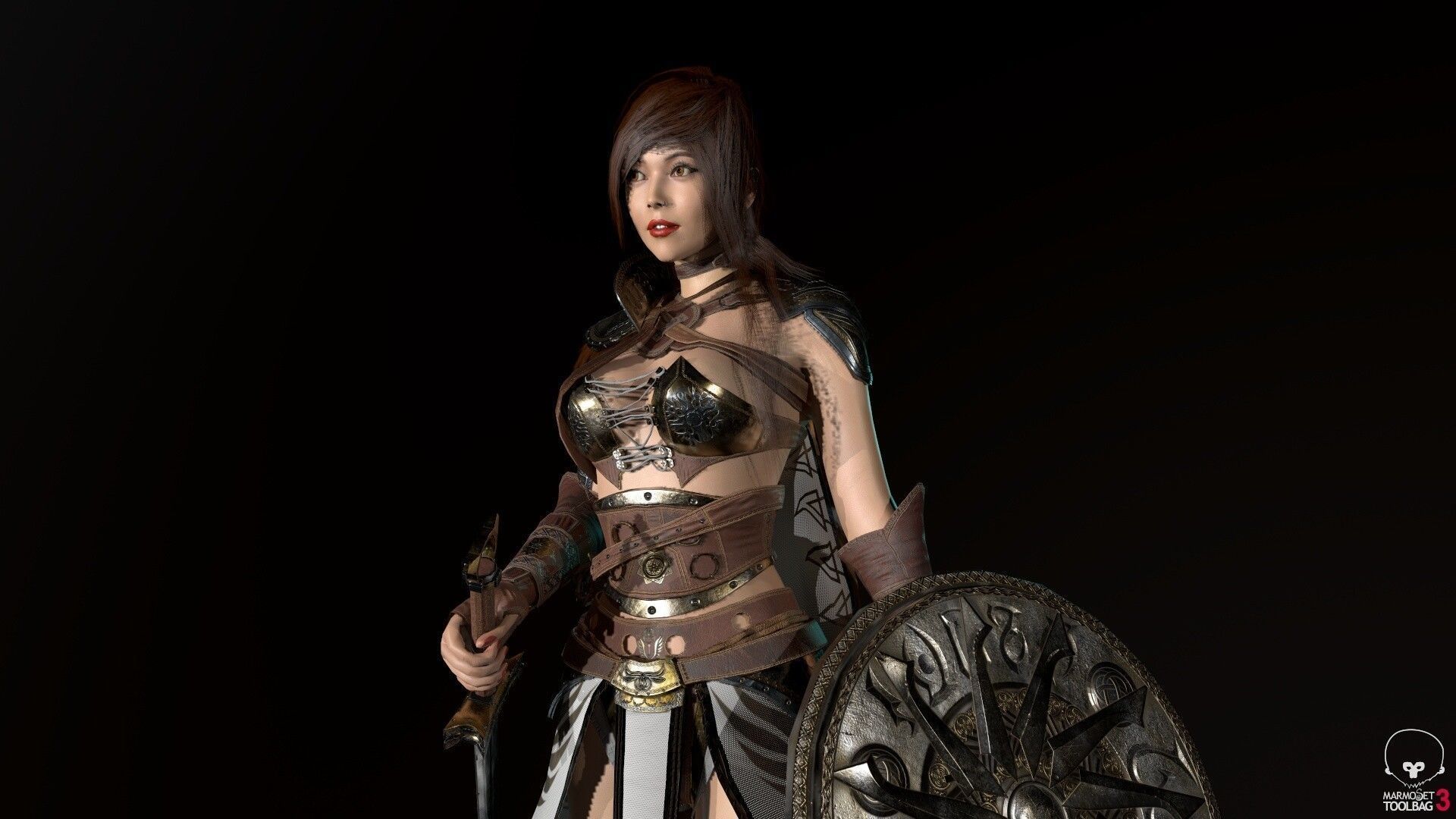 Gladiator Female Low-poly 3D model_26
