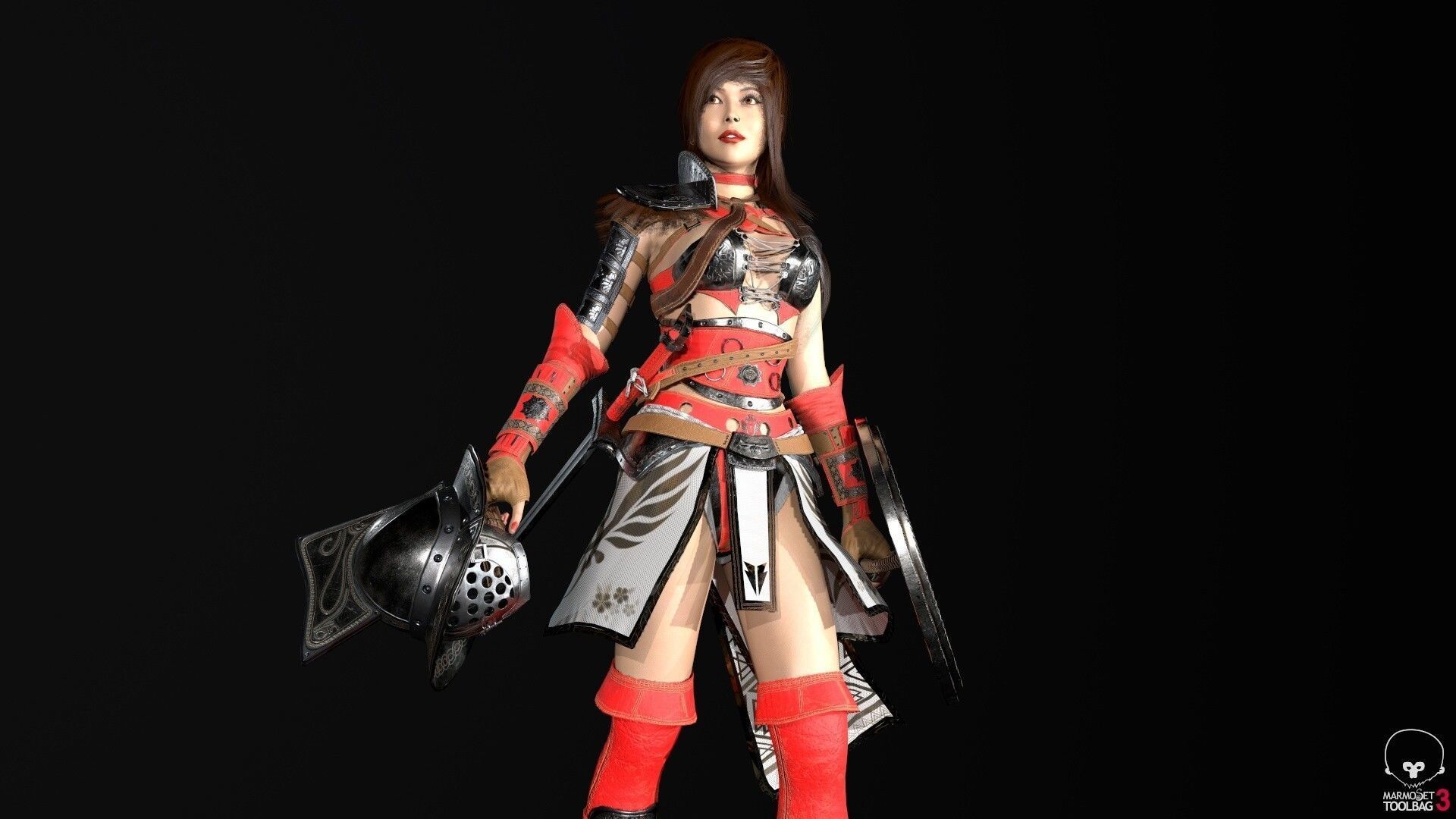 Gladiator Female Low-poly 3D model_31