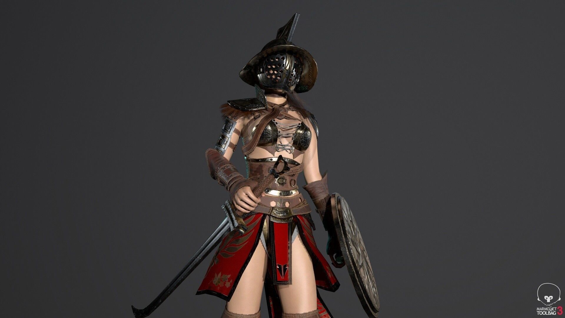 Gladiator Female Low-poly 3D model_6
