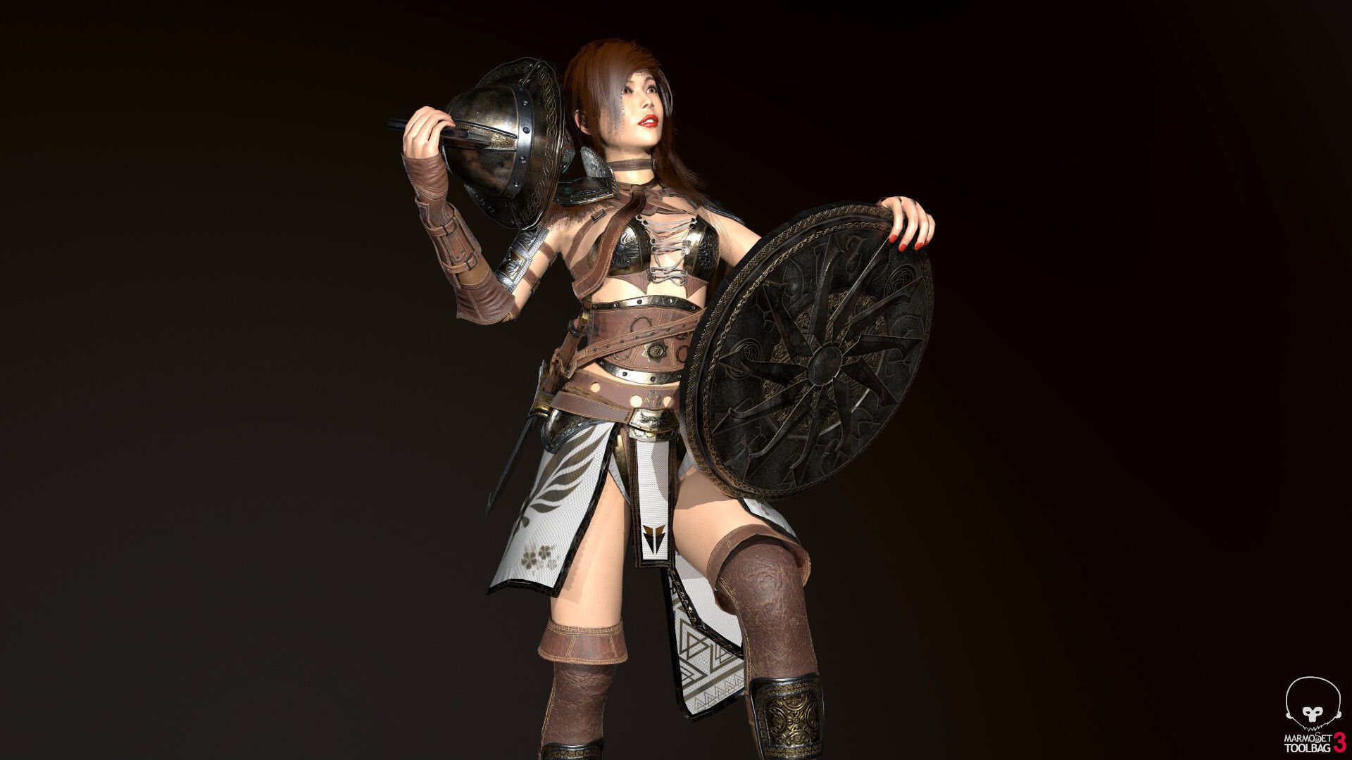 Gladiator Female Low-poly 3D model_29