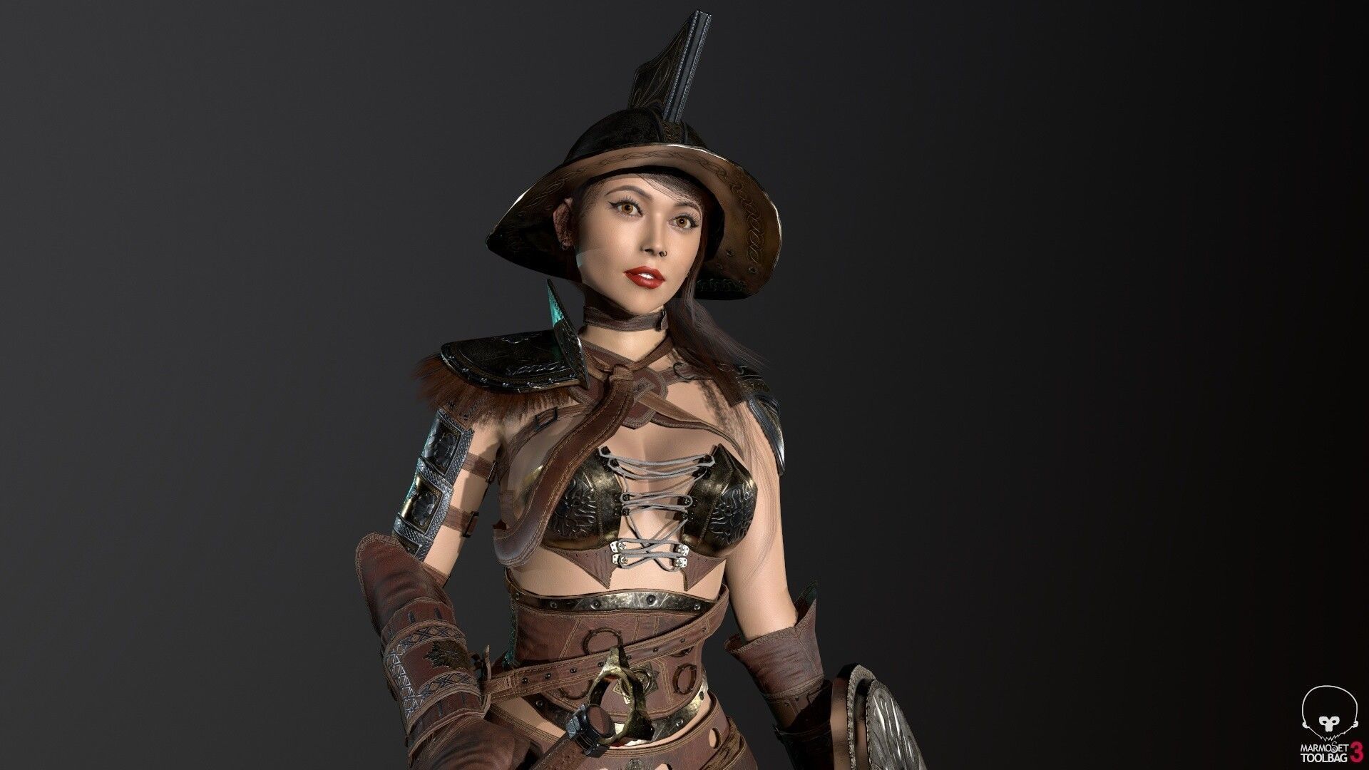 Gladiator Female Low-poly 3D model_12