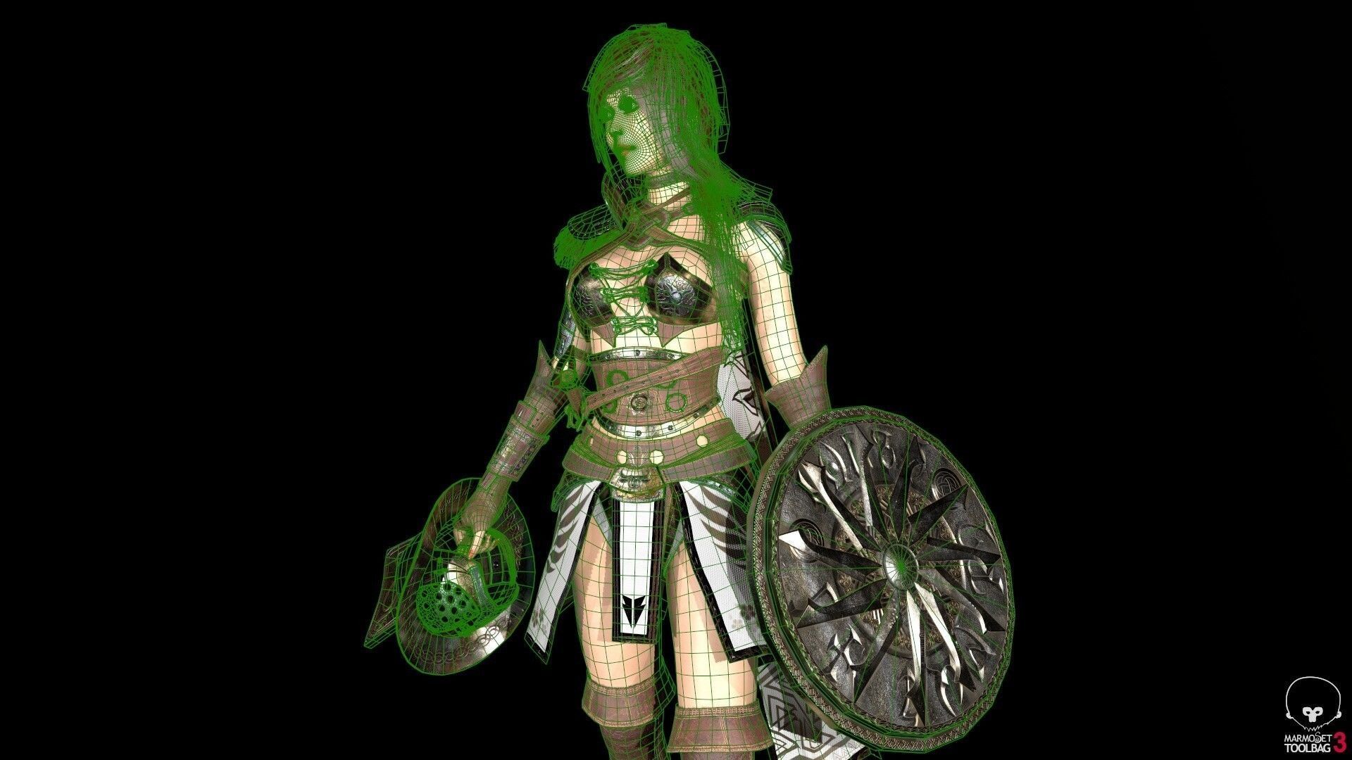 Gladiator Female Low-poly 3D model_25