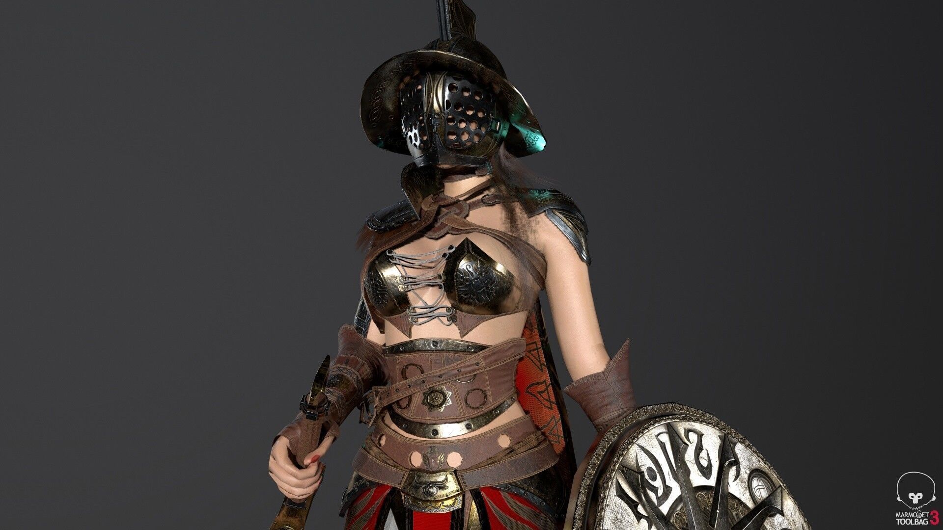 Gladiator Female Low-poly 3D model_11